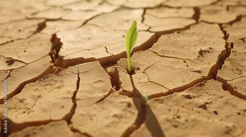 A single green sprout growing from cracked dry earth, representing resilience, new life, and hope in challenging conditions. Symbol of growth and renewal in nature.
A single green sprout growing from cracked dry earth, representing resilience, new life, and hope in challenging conditions. Symbol of growth and renewal in nature.