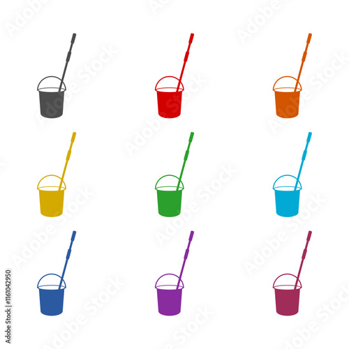 Cleaning icon isolated on white background. Set icons colorful