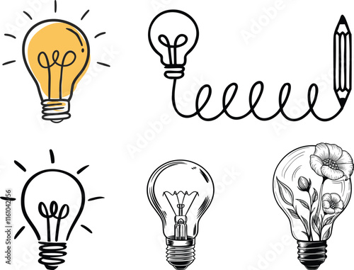 Set of lightbulb, vector illustration.