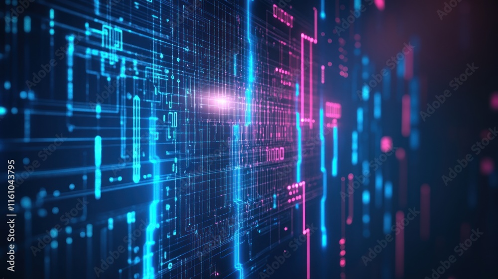 Abstract Digital Network Glowing Lines Pink Blue Data Background Abstract Digital Network Glowing Lines Pink Blue Data Background