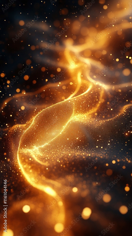 Golden Energy Abstract Glowing Particles and Waves Golden Energy Abstract Glowing Particles and Waves