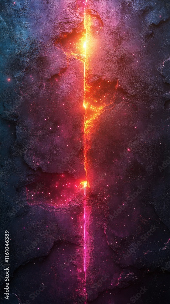 Glowing Crack in Dark Stone - Abstract Background Glowing Crack in Dark Stone - Abstract Background