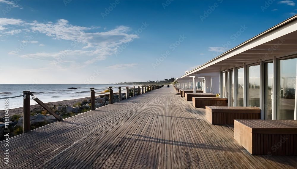 Seaside boardwalk modern architecture ocean view beach houses summer vacation Seaside boardwalk modern architecture ocean view beach houses summer vacation