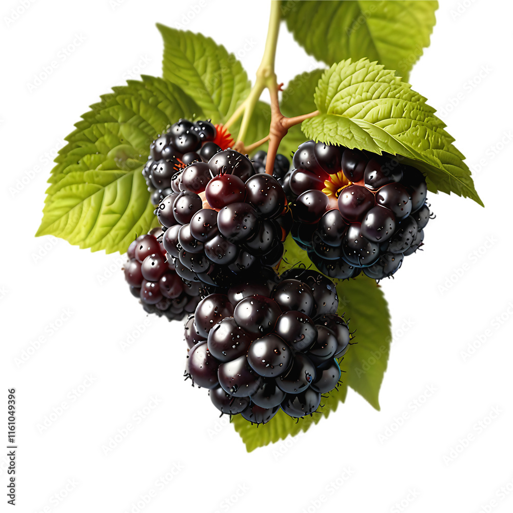 Obraz premium close up blackberries isolated on a transparent background