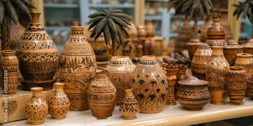 Traditional Arabic products crafted from palm trees showcase the rich heritage of artisanship in Arabic culture. These Arabic products highlight the significance of palm trees in craftsmanship. photo