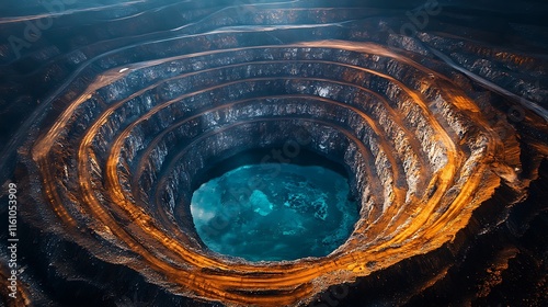 Aerial View of Mirny Diamond Mine, Russia: A Stunning Geological Wonder photo