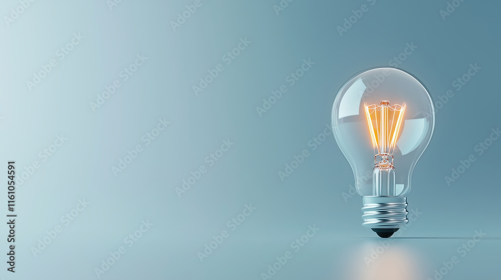 Glowing light bulb on blue background. Business innovation concept Glowing light bulb on blue background. Business innovation concept