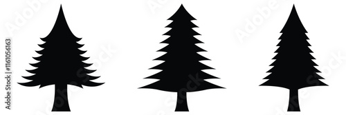 Christmas tree black icon collection. Vector illustration, eps 10