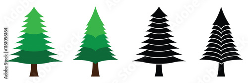 Christmas tree black icon collection. Vector illustration, eps 10