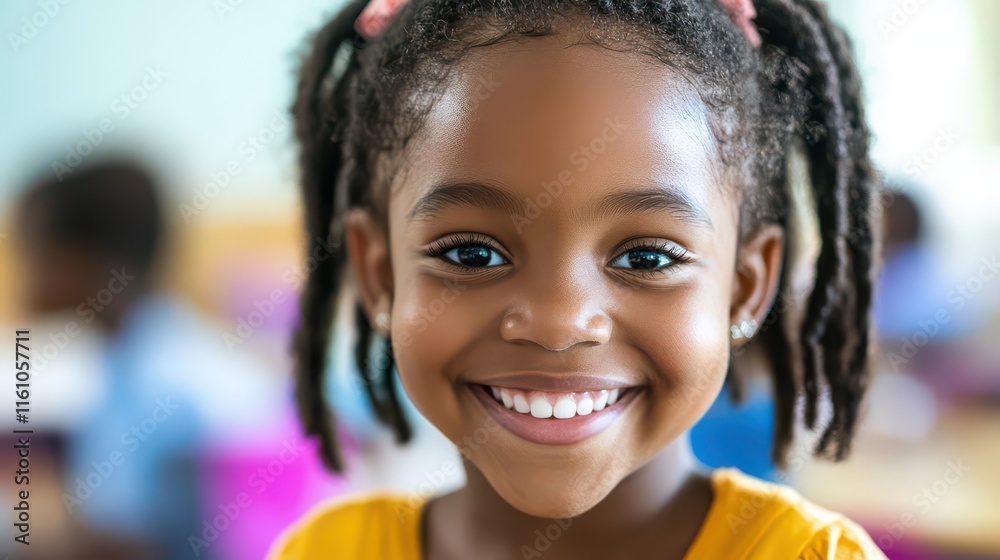 Joyful Smiling Girl in Classroom Setting Joyful Smiling Girl in Classroom Setting