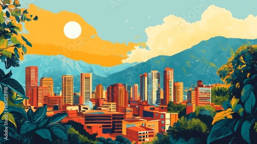 illustration poster medellin colombia
