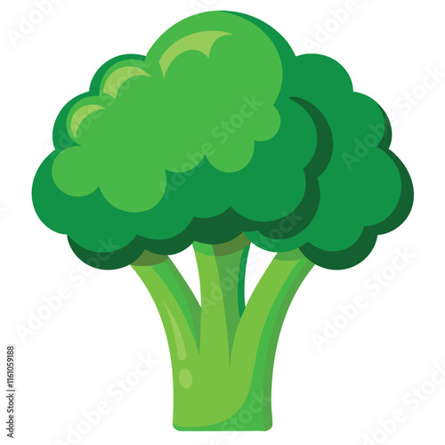 Fresh Green Broccoli Vector Clipart Illustration Artwork