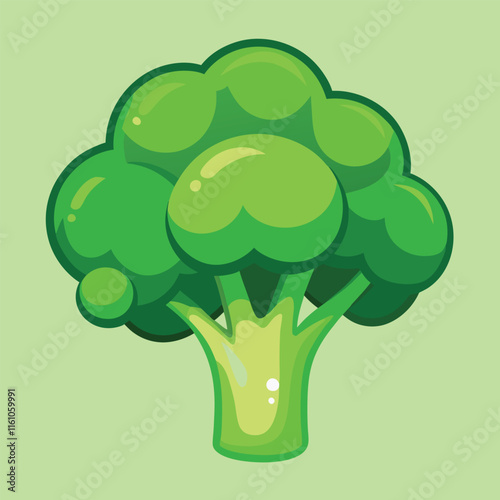 Fresh Green Broccoli Vector Clipart Illustration Artwork