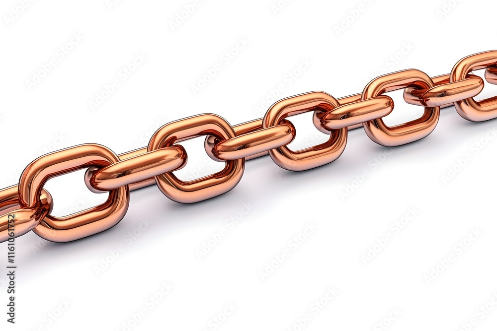 Obraz premium This image showcases a detailed, highly polished rose gold chain against a clean white background.