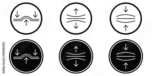 Elasticity vector icon. Elastic icon Compression up and down arrow symbol pictogram of elastic resilience.