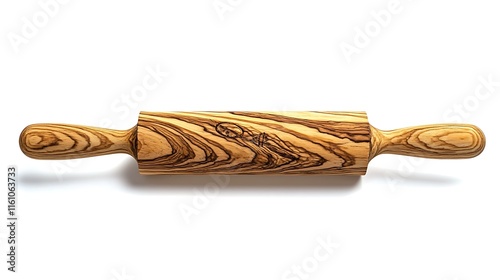 Olive wood rolling pin isolated on white background. photo