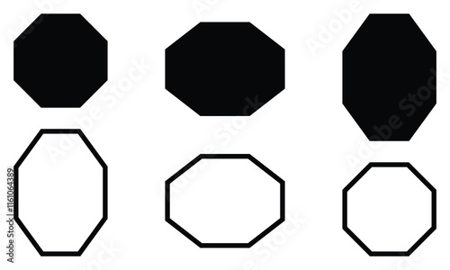 Octagon icon of vector geometry octagonal eight sided polygon shapes