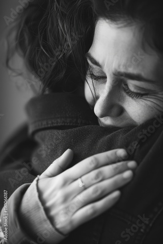 Two adults embracing each other in comfort or sadness