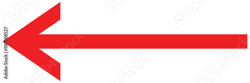 Straight long arrow, right thin line, red cursor, horizontal element, thick pointer vector icon isolated on white background.