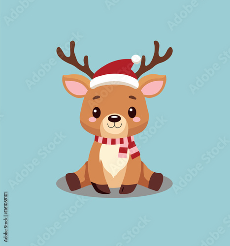reindeer with santa hat