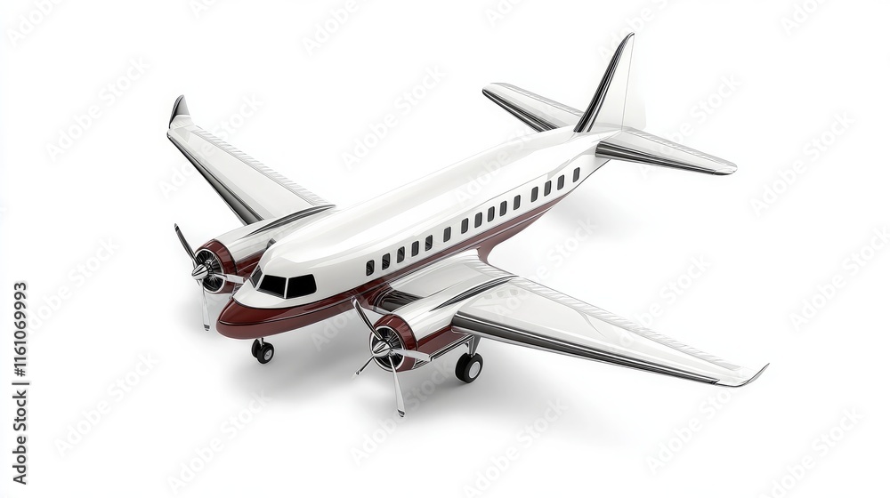 Retrostyle airplane in 3D cartoon design Realistic flight plane icon isolated on white Retrostyle airplane in 3D cartoon design Realistic flight plane icon isolated on white