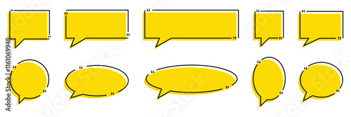 Quote box frame, big set. Quote text in speech bubble. Quote box icon. Vector illustration. EPS 10