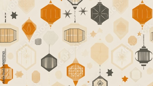 Geometric Lantern Pattern in Soft Earth Tones