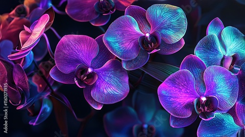 Close-up view of beautiful orchid flower with blurred background