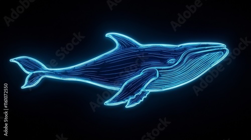 Wallpaper Mural Neon Whale Illustration Glowing Brightly Against a Dark Background Torontodigital.ca