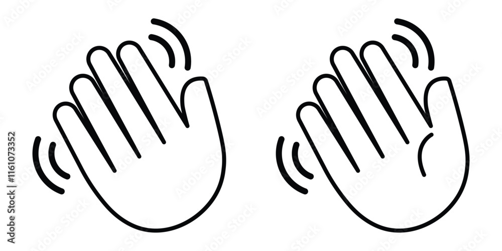 Flat Waving Hand Gesture Icon Symbol Flat Waving Hand Gesture Icon Symbol