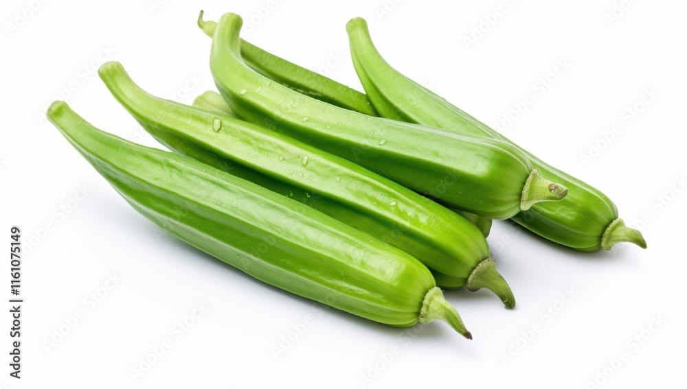 fresh okra or green roselle on white background. fresh okra or green roselle on white background.