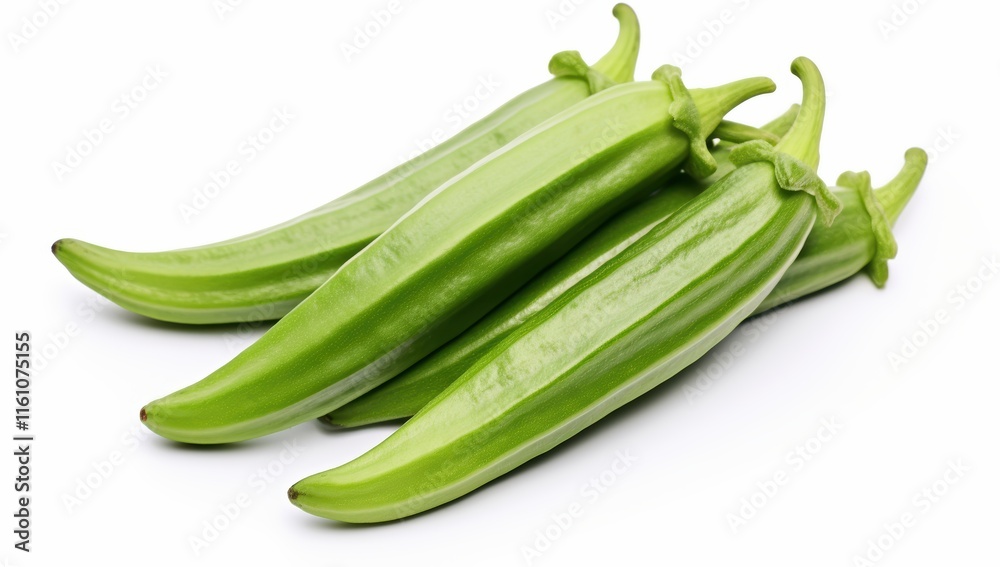 fresh okra or green roselle on white background. fresh okra or green roselle on white background.