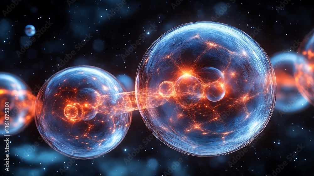 Interconnected glowing orbs energy transfer cosmic Interconnected glowing orbs energy transfer cosmic