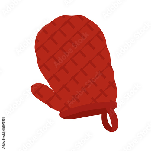 Red Oven Mitt Illustration for Kitchen and Baking Concepts