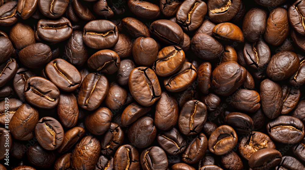Fototapeta premium Close-Up of Roasted Coffee Beans Background