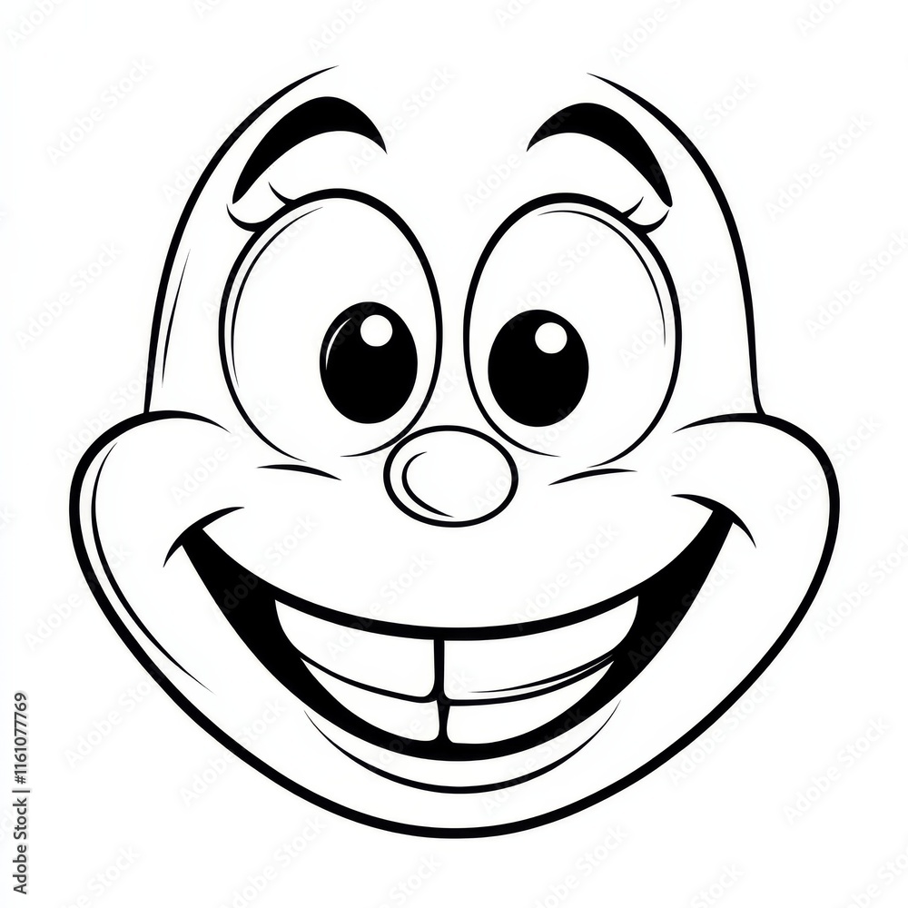 Cheerful Cartoon Face: This cheerful cartoon face with big eyes and a wide, toothy grin is perfect for expressing joy, happiness, and positivity. Cheerful Cartoon Face: This cheerful cartoon face with big eyes and a wide, toothy grin is perfect for expressing joy, happiness, and positivity.
