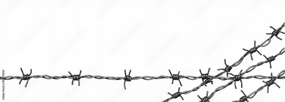 Minimalist barbed wire design on a clean white background Minimalist barbed wire design on a clean white background