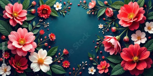 Intricate floral design, overflowing abundance, detail, ribbon