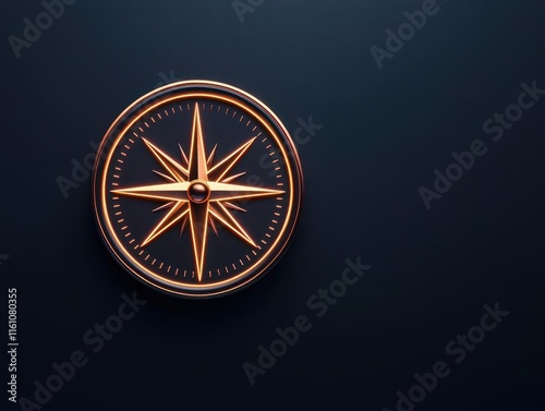 Minimalist compass design with glowing edges, guiding towards a purposeful life