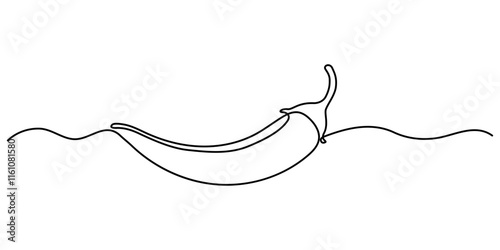 Continuous single line drawing of hot chili vector illustration  design, Continuous one line drawing of hot red chili pepper graphic design. Single line art illustration of spicy chili pepper, Mirchi.