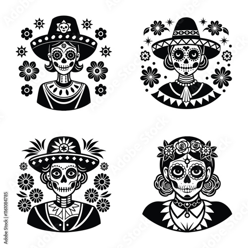 Lady Sugar Skull Design SVG