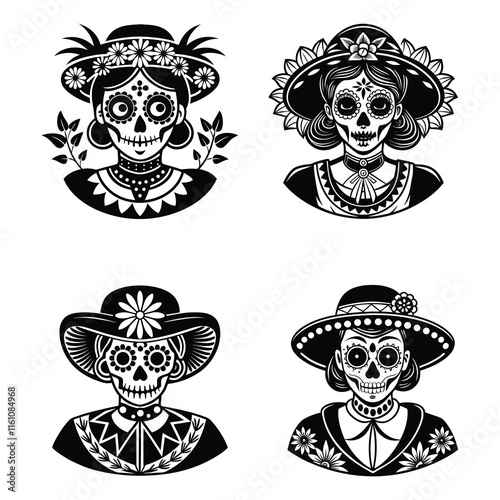 Lady Sugar Skull Design SVG