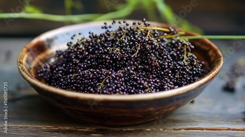 Ripened Podosus Herbaceus in Rustic Bowl Ready for Culinary Preparation and Presentation photo