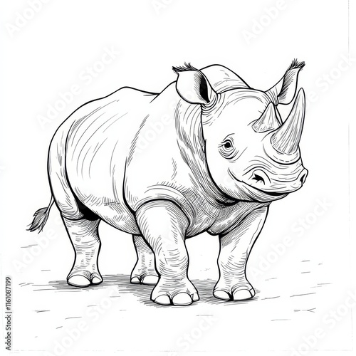 Smiling Rhino Line Art  photo