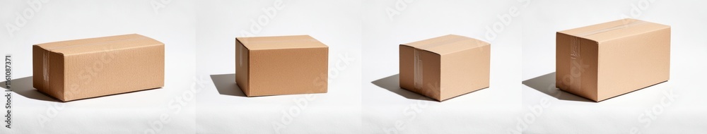 Brown Cardboard Boxes Various Angles Simple Studio Shot
