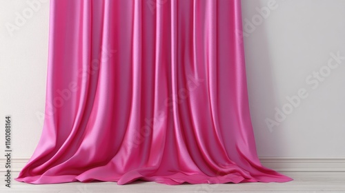 Wallpaper Mural Elegant silky hot pink fabric gently drapes creating a luxurious scene in a minimalist interior setting with empty space for text or design. Torontodigital.ca