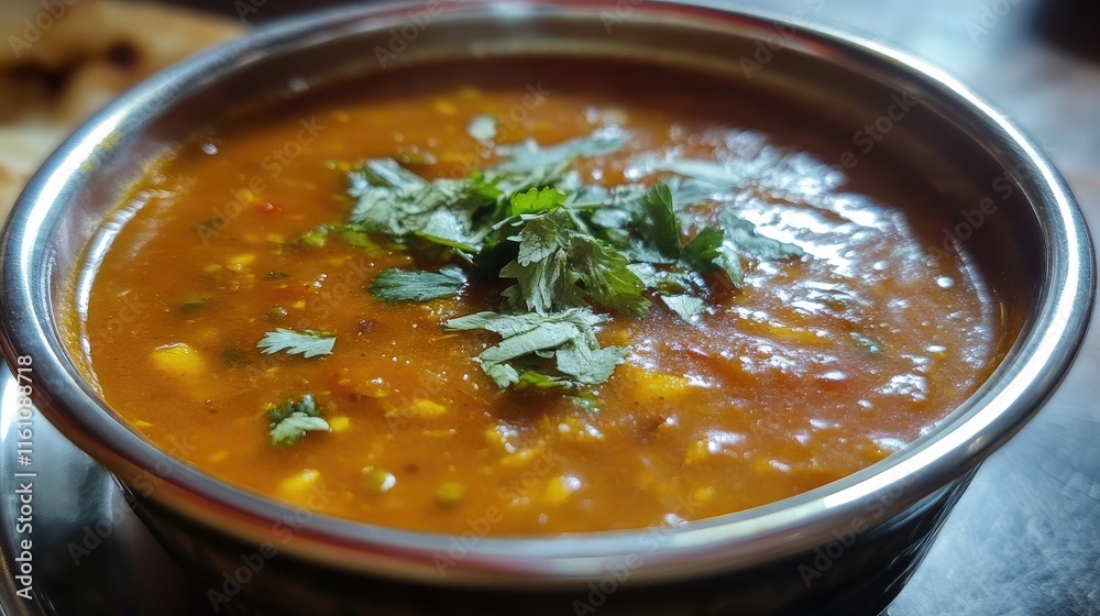 Rajma Stew Rich Comfort Food with Fresh Herbs and Spices in a Silver Bowl Close-Up Rajma Stew Rich Comfort Food with Fresh Herbs and Spices in a Silver Bowl Close-Up