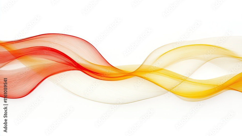 Fototapeta premium Abstract red and yellow wave design on white background.