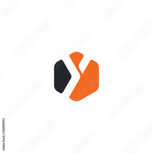 Y letter with orange and gray industries, digital icon, economical logo