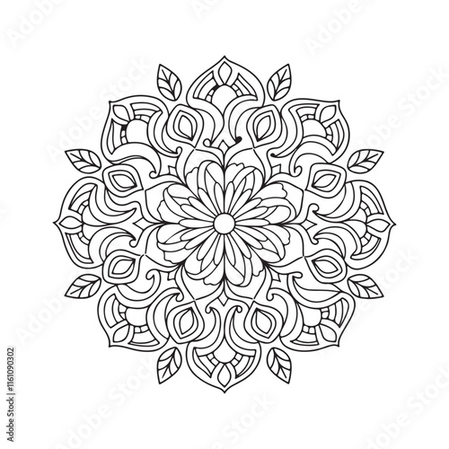 Outline Mandala for Coloring Book Page. Oriental Mandala vector. Mandala Coloring book line art vector illustration. Vector abstract mandala pattern.